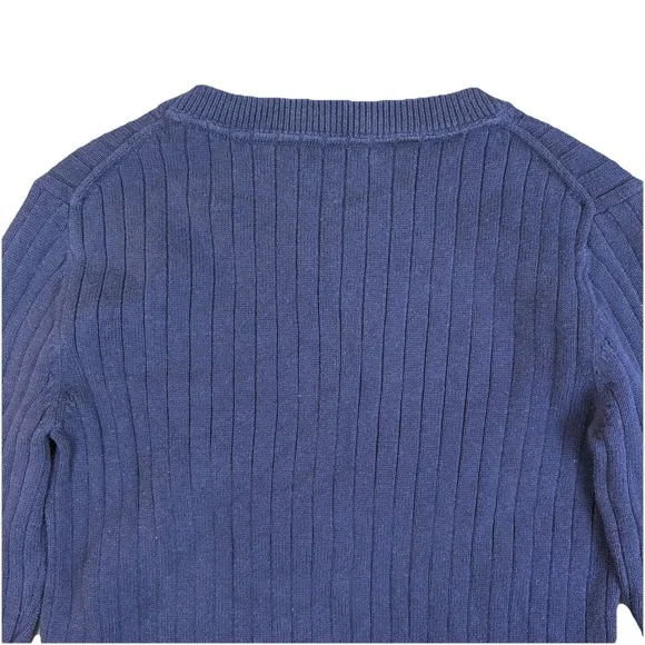 Tommy Hilfiger Womens Ribbed Knit Crewneck Sweater‎ Logo Cotton Pullover Medium - Picture 2 of 11